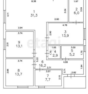 Дом 117м², 1-этажный, участок 8 сот.  