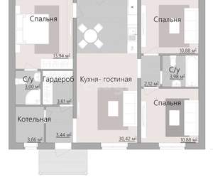 Дом 100м&sup2;, 1-этажный, участок 10 сот.  