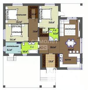 Коттедж 130м², 1-этажный, участок 10 сот.  
