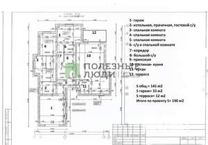 Коттедж 190м², 1-этажный, участок 11 сот.  