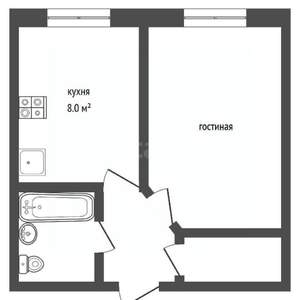 1-к квартира, на длительный срок, 29м2, 1/3 этаж