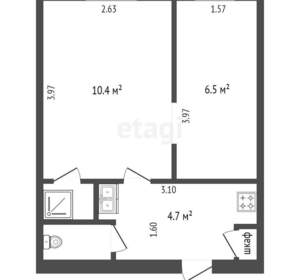 2-к квартира, на длительный срок, 45м2, 4/18 этаж