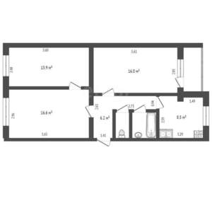 3-к квартира, на длительный срок, 55м2, 8/12 этаж