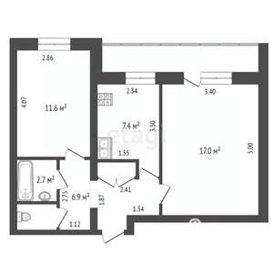 2-к квартира, на длительный срок, 49м2, 1/10 этаж