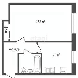 1-к квартира, на длительный срок, 30м2, 5/5 этаж