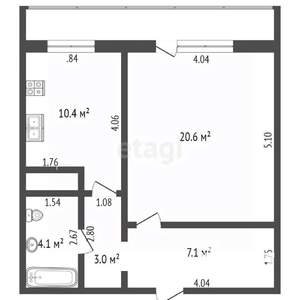 1-к квартира, на длительный срок, 36м2, 5/17 этаж