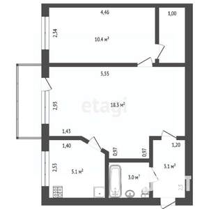 2-к квартира, на длительный срок, 50м2, 1/20 этаж
