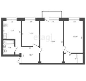 3-к квартира, на длительный срок, 60м2, 1/5 этаж