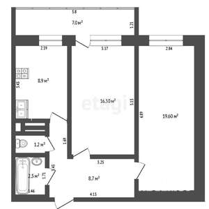 2-к квартира, на длительный срок, 50м2, 12/17 этаж