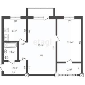 2-к квартира, на длительный срок, 43м2, 5/5 этаж