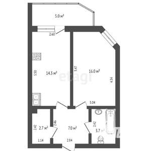 1-к квартира, на длительный срок, 44м2, 9/19 этаж