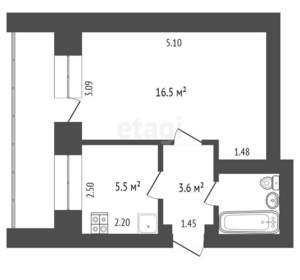 2-к квартира, на длительный срок, 50м2, 5/10 этаж