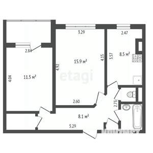 2-к квартира, на длительный срок, 59м2, 5/18 этаж