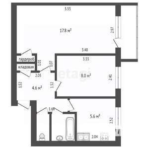 2-к квартира, на длительный срок, 43м2, 3/9 этаж