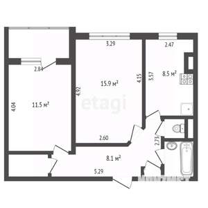 2-к квартира, на длительный срок, 59м2, 5/18 этаж