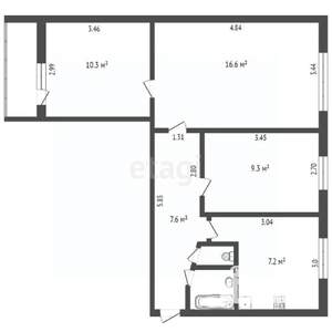 3-к квартира, на длительный срок, 54м2, 2/9 этаж