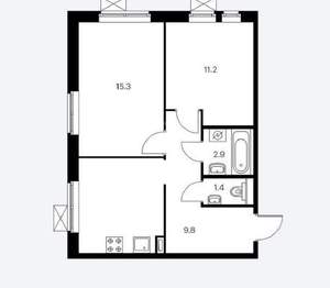 2-к квартира, на длительный срок, 45м2, 13/12 этаж