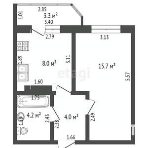 1-к квартира, на длительный срок, 36м2, 15/16 этаж