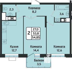 2-к квартира, на длительный срок, 54м2, 3/17 этаж