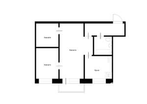 3-к квартира, на длительный срок, 45м2, 4/5 этаж