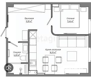 1-к квартира, на длительный срок, 38м2, 5/9 этаж