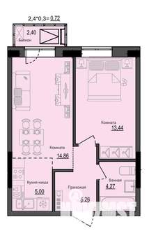 2-к квартира, на длительный срок, 44м2, 23/23 этаж