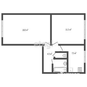 2-к квартира, на длительный срок, 43м2, 3/5 этаж