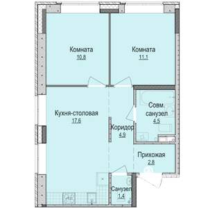 2-к квартира, вторичка, 53м2, 2/16 этаж