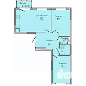 2-к квартира, вторичка, 64м2, 9/17 этаж