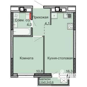 1-к квартира, вторичка, 36м2, 5/17 этаж