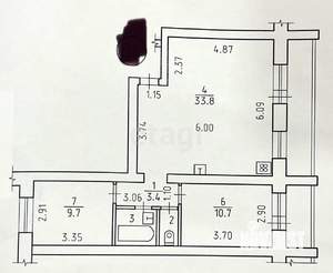 3-к квартира, вторичка, 62м2, 6/10 этаж