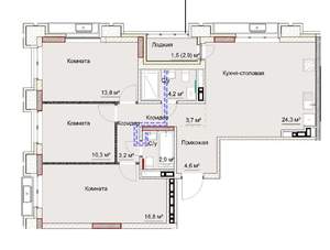 3-к квартира, вторичка, 90м2, 4/17 этаж