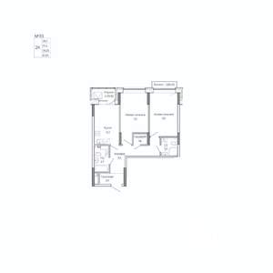 2-к квартира, строящийся дом, 62м2, 13/17 этаж