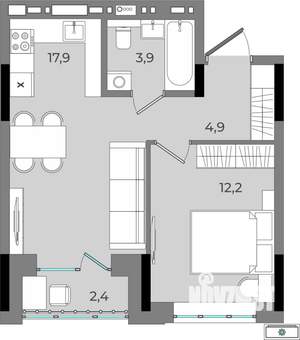 1-к квартира, вторичка, 41м2, 8/16 этаж