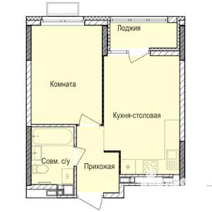 1-к квартира, строящийся дом, 35м2, 7/17 этаж