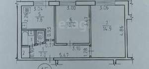 2-к квартира, вторичка, 43м2, 4/9 этаж