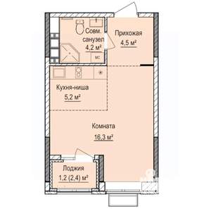 Студия квартира, строящийся дом, 31м2, 5/17 этаж