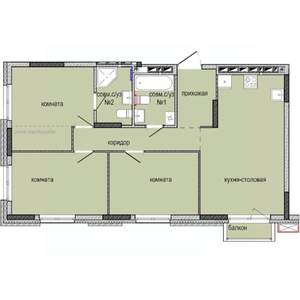 3-к квартира, строящийся дом, 73м2, 2/16 этаж