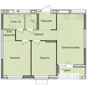2-к квартира, строящийся дом, 58м2, 3/17 этаж