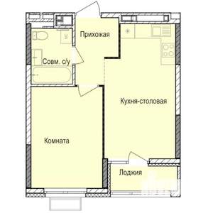 1-к квартира, строящийся дом, 38м2, 6/17 этаж