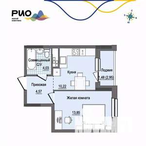 1-к квартира, вторичка, 34м2, 6/17 этаж