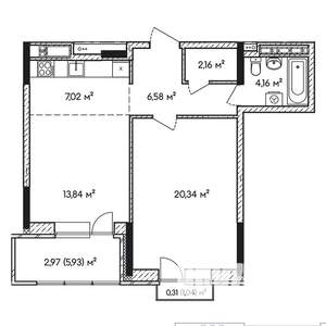 2-к квартира, строящийся дом, 61м2, 5/17 этаж