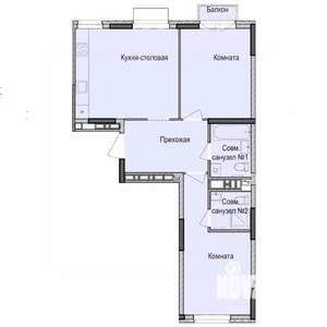 2-к квартира, строящийся дом, 62м2, 12/17 этаж