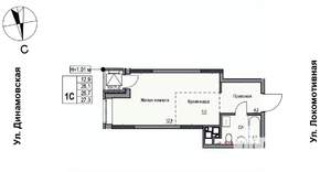 1-к квартира, строящийся дом, 27м2, 2/17 этаж