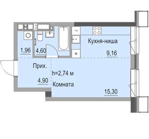 Студия квартира, вторичка, 36м2, 9/23 этаж