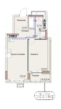 1-к квартира, сданный дом, 48м2, 8/17 этаж