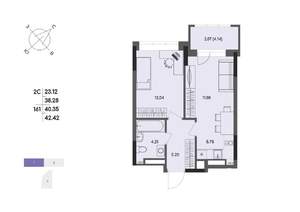 2-к квартира, вторичка, 40м2, 12/17 этаж