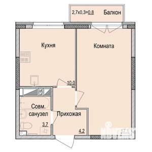 1-к квартира, строящийся дом, 36м2, 2/17 этаж