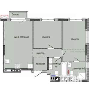 2-к квартира, строящийся дом, 61м2, 4/16 этаж