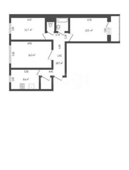 3-к квартира, вторичка, 66м2, 3/10 этаж